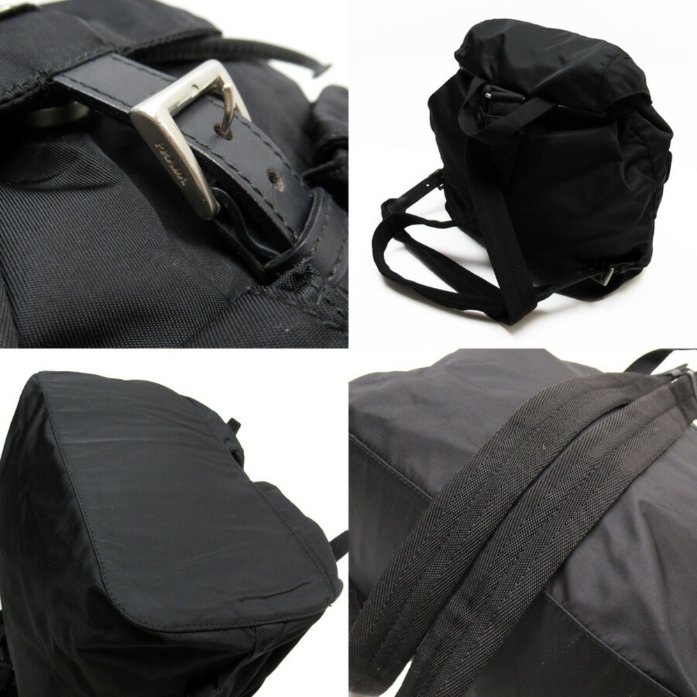 Prada Logo Leather Backpack Black Black Nero Triangle